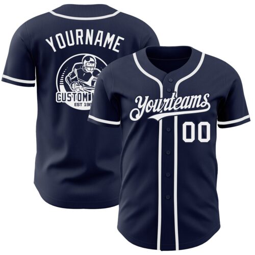 Navy0645 Custom Navy White Authentic Baseball Jersey