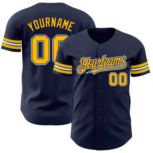 Navy0684 Custom Navy Gold-White Authentic Baseball Jersey