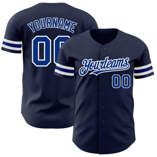 Navy0686 Custom Navy Royal-White Authentic Baseball Jersey