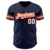 Custom Navy White-Orange Authentic Baseball Jersey