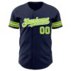 Custom Navy Neon Green-White Authentic Baseball Jersey
