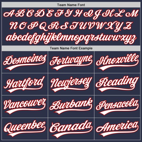 Custom Navy Red-White Authentic Throwback Baseball Jersey