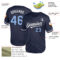 Custom Navy Light Blue-White Mesh Authentic Throwback Baseball Jersey