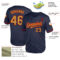 Custom Navy Old Gold-Red Mesh Authentic Throwback Baseball Jersey