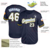 Custom Navy Light Blue-Yellow Mesh Authentic Throwback Baseball Jersey