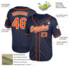 Custom Navy Orange-White Mesh Authentic Throwback Baseball Jersey
