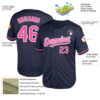 Custom Navy Pink-White Mesh Authentic Throwback Baseball Jersey