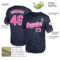 Custom Navy Pink-White Mesh Authentic Throwback Baseball Jersey