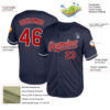 Custom Navy Red-Gray Mesh Authentic Throwback Baseball Jersey