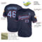 Custom Navy Light Blue-Red Mesh Authentic Throwback Baseball Jersey