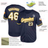 Custom Navy White-Gold Mesh Authentic Throwback Baseball Jersey