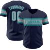 Custom Navy Gray-Teal Authentic Baseball Jersey