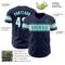 Custom Navy White-Teal Authentic Baseball Jersey