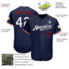 Custom Navy White-Red Authentic Baseball Jersey