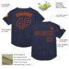 Custom Navy Orange Mesh Authentic Throwback Baseball Jersey