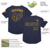 Custom Navy Gold Mesh Authentic Throwback Baseball Jersey