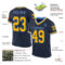 Navy0890-1 Custom Navy Gold-Light Blue Mesh Authentic Throwback Football Jersey