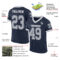 Navy0892-1 Custom Navy Gray-White Mesh Authentic Throwback Football Jersey
