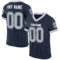 Navy0892 Custom Navy Gray-White Mesh Authentic Throwback Football Jersey