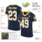 Custom Navy White-Gold Mesh Authentic Throwback Football Jersey