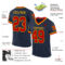 Navy0895-1 Custom Navy Red-Gold Mesh Authentic Throwback Football Jersey