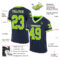 Navy0897-1 Custom Navy Neon Green-White Mesh Authentic Throwback Football Jersey
