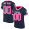 Navy0898 Custom Navy Pink-White Mesh Authentic Throwback Football Jersey