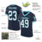 Navy0899-1 Custom Navy White-Teal Mesh Authentic Throwback Football Jersey