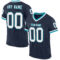Navy0899 Custom Navy White-Teal Mesh Authentic Throwback Football Jersey