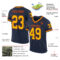 Navy0902-1 Custom Navy Gold-Orange Mesh Authentic Throwback Football Jersey