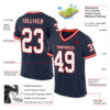 Custom Navy White-Red Mesh Authentic Throwback Football Jersey