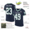 Navy0907-1 Custom Navy White-Kelly Green Mesh Authentic Throwback Football Jersey