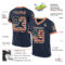 Navy0909-1 Custom Navy Vintage USA Flag Cream-Red Mesh Authentic Throwback Football Jersey