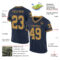 Custom Navy Old Gold Mesh Authentic Throwback Football Jersey