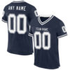 Custom Navy White Mesh Authentic Throwback Football Jersey