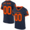 Custom Navy Orange Mesh Authentic Throwback Football Jersey