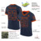 Navy0943-1 Custom Navy Orange Mesh Authentic Throwback Football Jersey