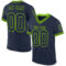 Navy0945 Custom Navy Neon Green Mesh Authentic Throwback Football Jersey