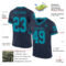 Navy0946-1 Custom Navy Teal Mesh Authentic Throwback Football Jersey