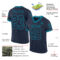Navy0947-1 Custom Navy Teal Mesh Authentic Throwback Football Jersey