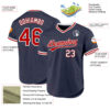 Custom Navy Red-White Authentic Throwback Baseball Jersey