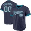 Custom Navy Gray-Teal Authentic Throwback Baseball Jersey