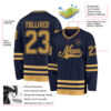 Custom Navy Old Gold Hockey Jersey