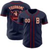 Custom Navy Cream-Red Authentic Baseball Jersey