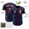 Custom Navy White-Red Authentic Baseball Jersey