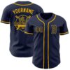 Custom Navy Gold Authentic Baseball Jersey