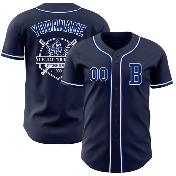 Custom Navy Royal-White Authentic Baseball Jersey