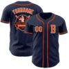 Custom Navy Orange-White Authentic Baseball Jersey