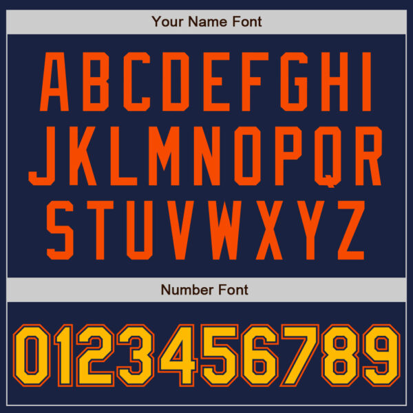 Custom Navy Gold-Orange Authentic Baseball Jersey