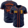 Custom Navy Gold-Orange Authentic Baseball Jersey